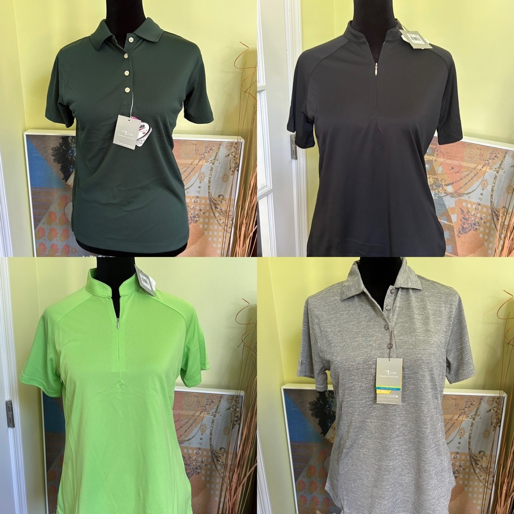 4 Page and Tuttle Performance Tees/Polos. Great for Pickleball, Golf, Daily Wear